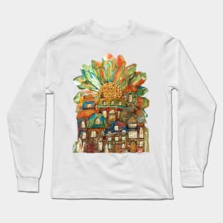 Whimsical House Abstract Long Sleeve T-Shirt